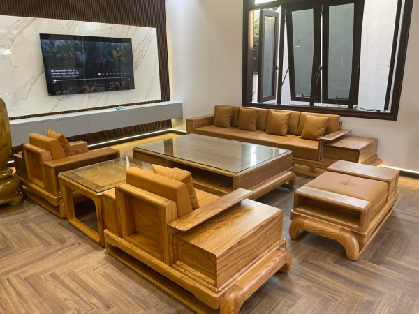 bo ghe sofa go do chu l sofa gỗ phòng khách bình phước